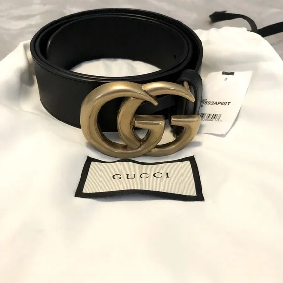 EUC GUCCII BLACK LEATHER BELT Gucci GG Marmont Leather Belt & Wallet Set | Black  main image 3